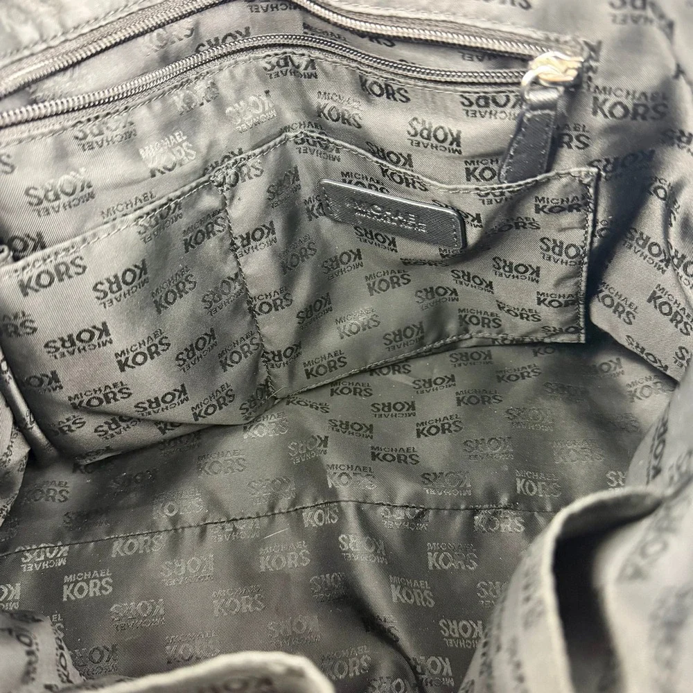 Michael Kors Ciara Satchel Black Saffiano Leather Silver Hardware Handbag